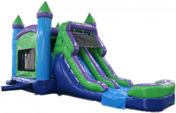 03 Green Purple Wet Dry 28' Green N Purple Bounce House Wet or Dry Water Slide Combo