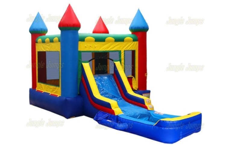 28' Red, Yellow, Blue Bounce House Wet or Dry Water Slide Co